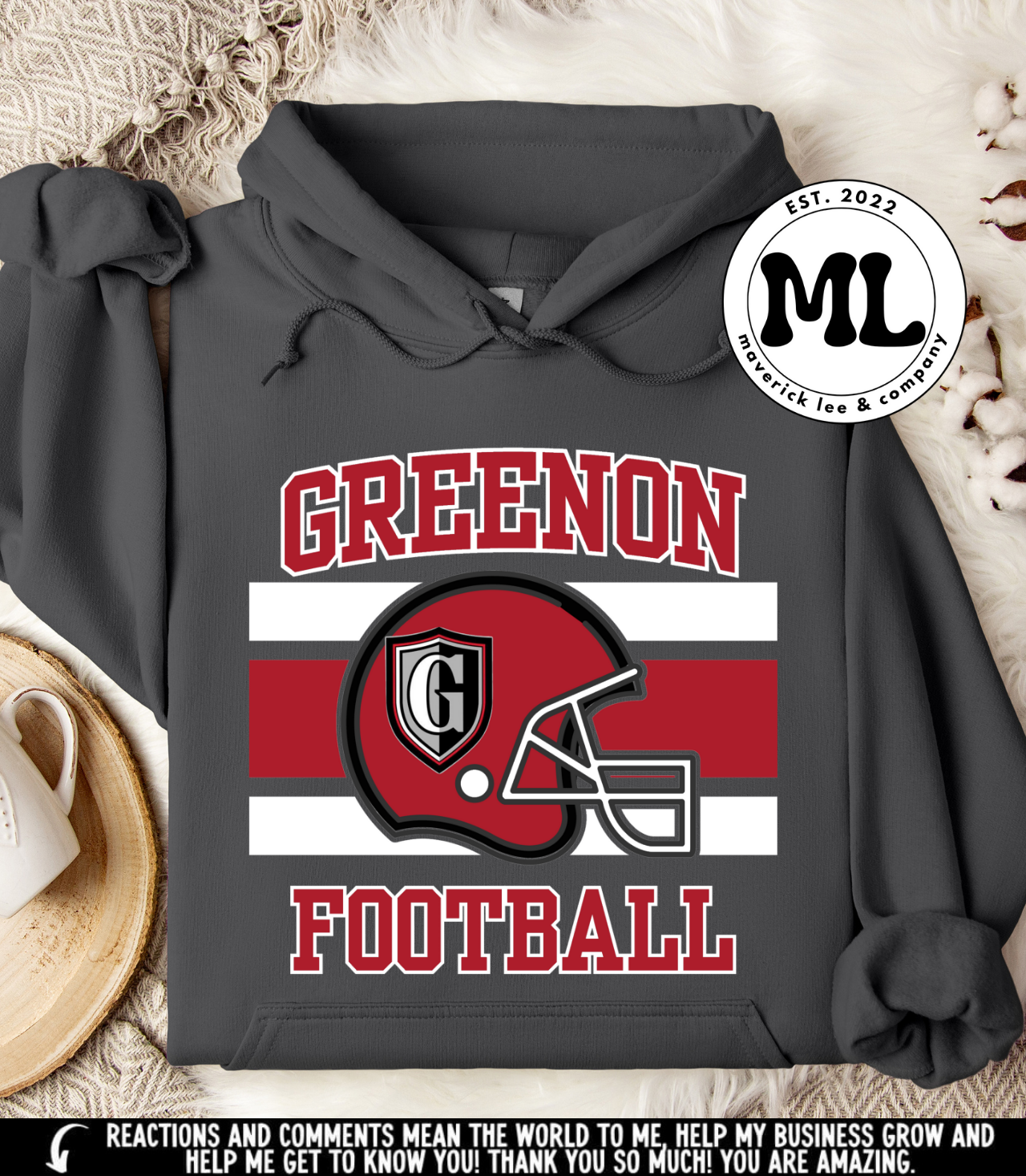Greenon Football white stripe