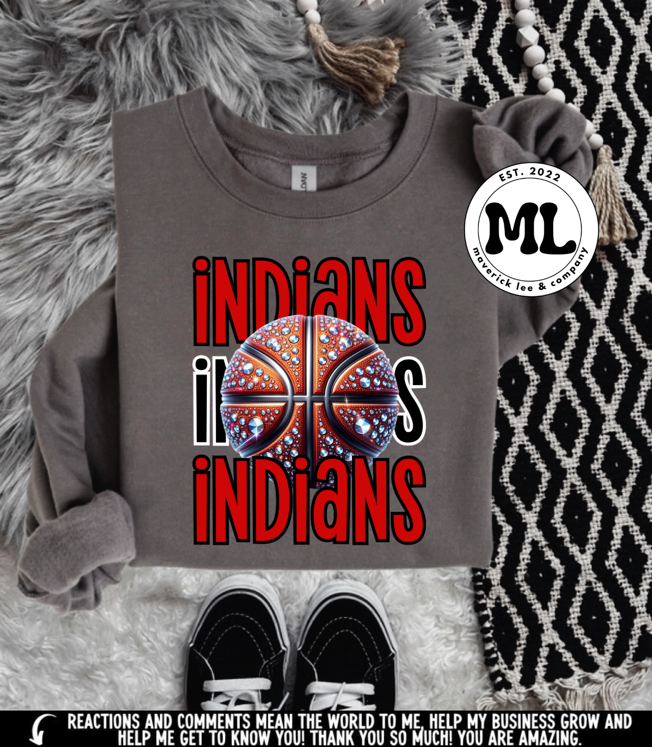 Indians rhinestone basketball