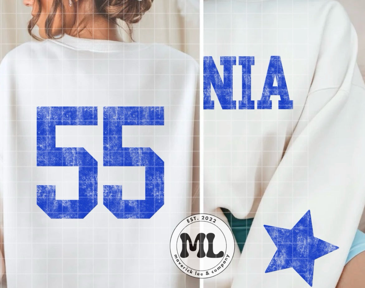 Oversized distressed Xenia with stars - Royal