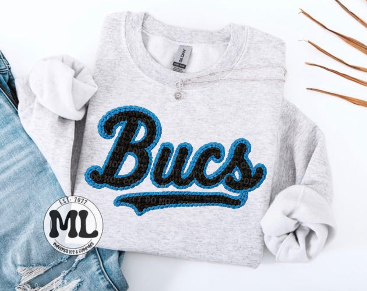 Bucs faux Crochet - black and blue