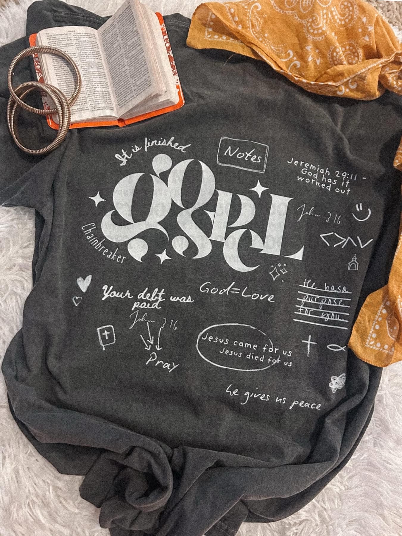 Gospel - Hand drawn journaling notes - front pocket & back