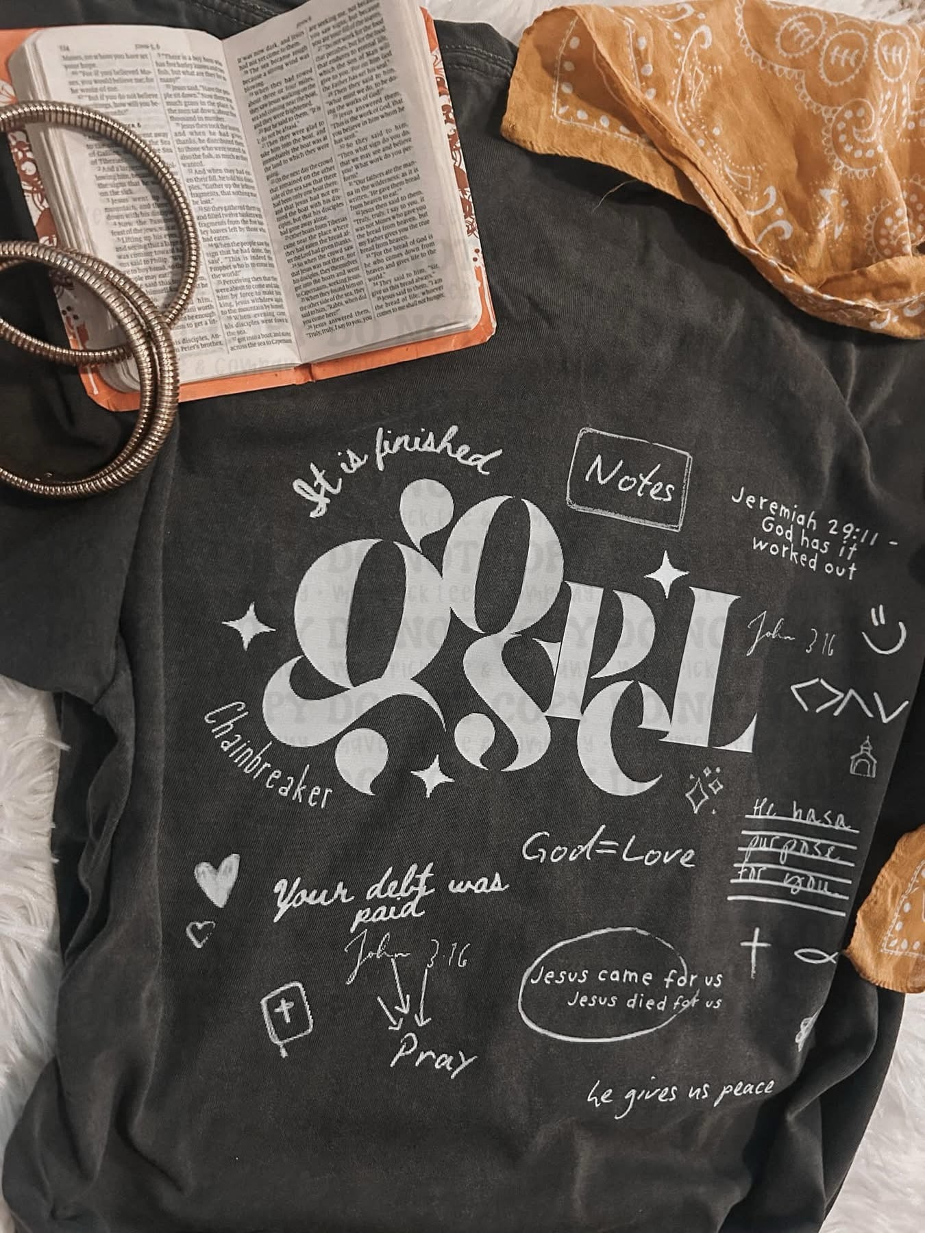Gospel - Hand drawn journaling notes - front pocket & back