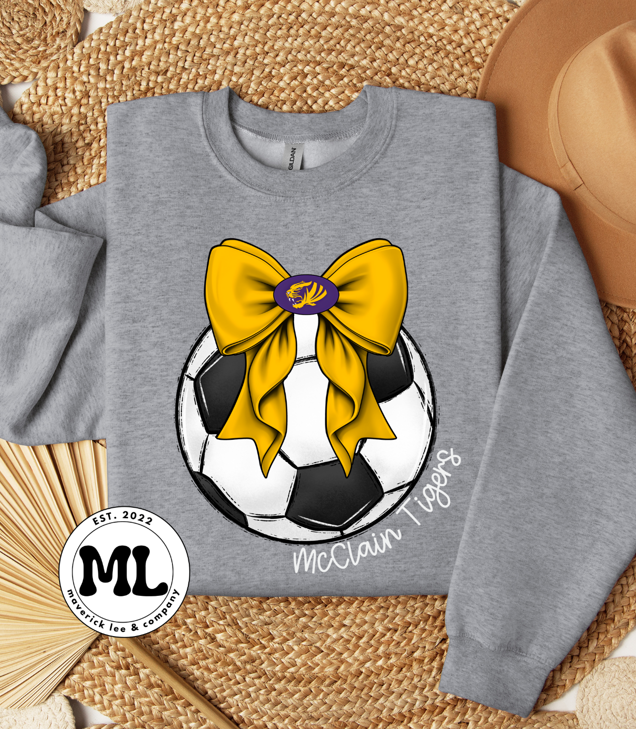 McClain tigers soccer ball with bow