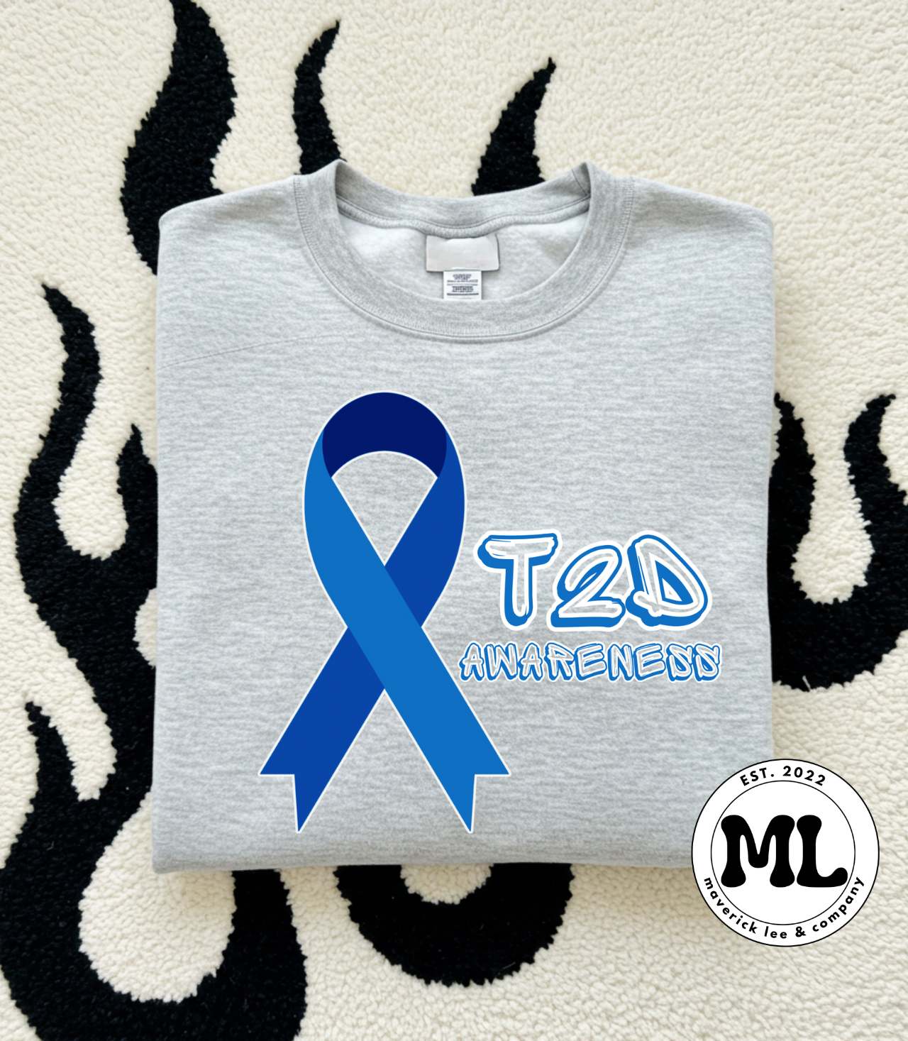 Custom T1D/T2D awareness blue ribbon