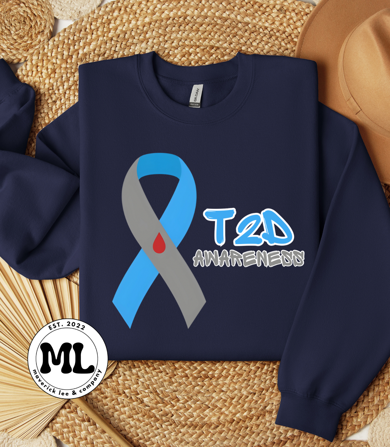 Custom T1D/T2D awareness 2 tone ribbon