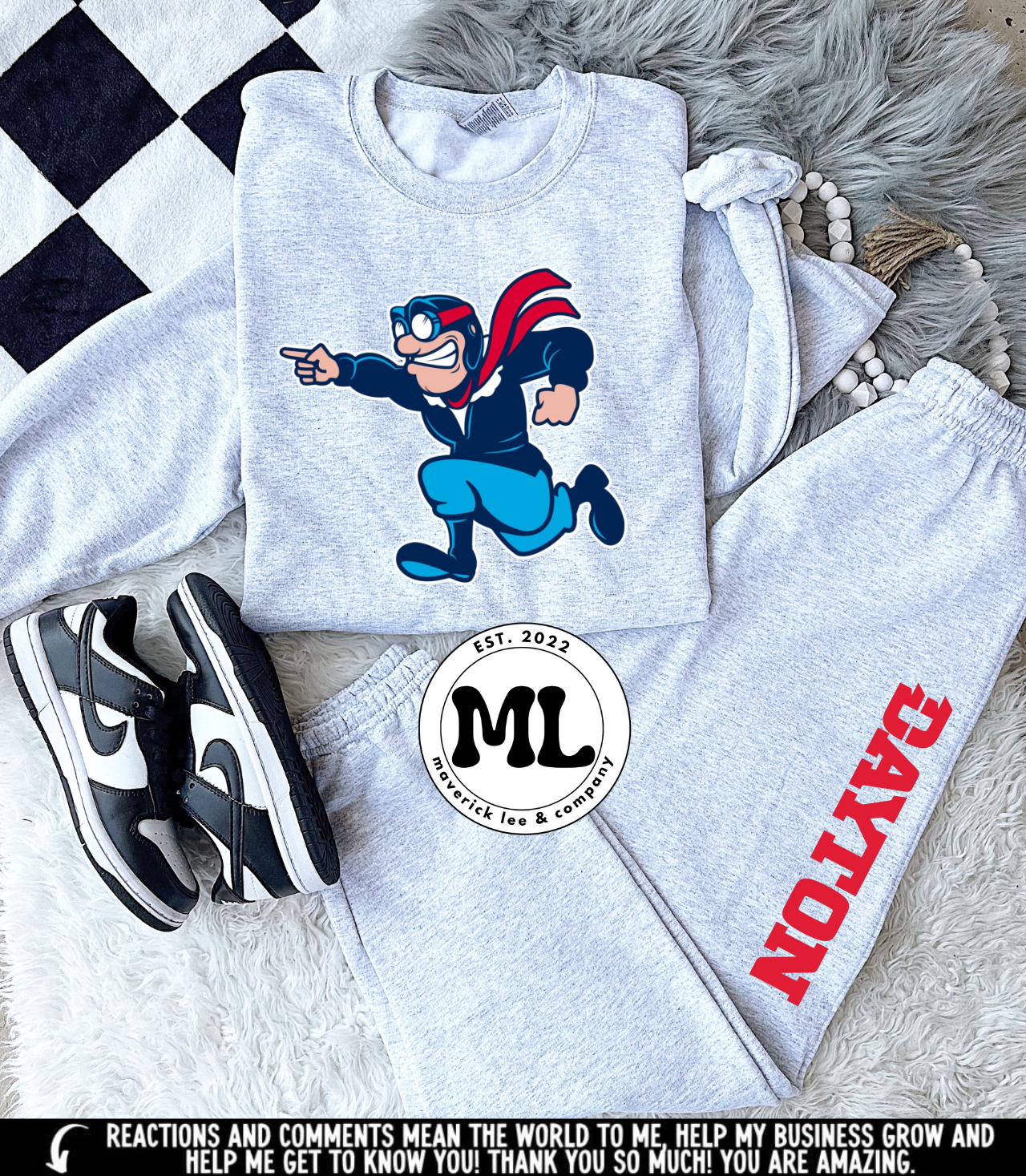 Dayton Flyers logo character jogger set