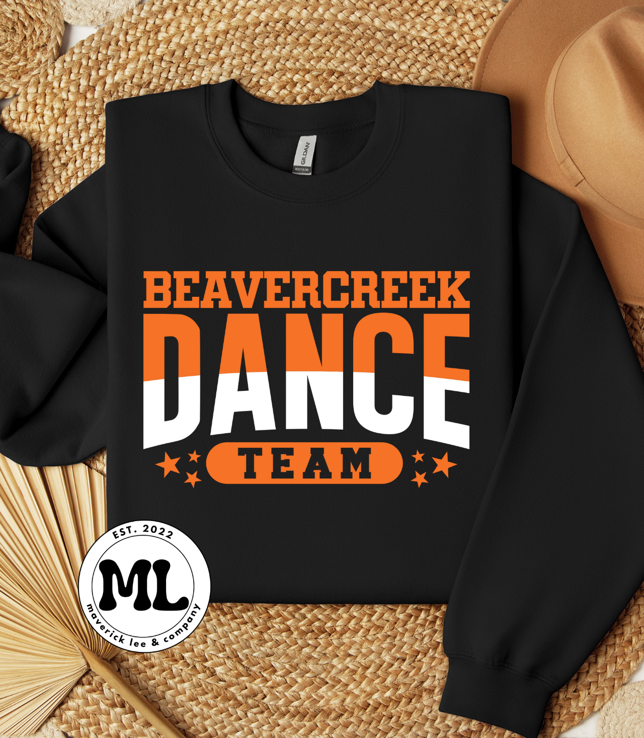 Beavercreek dance team – split orange/white stars