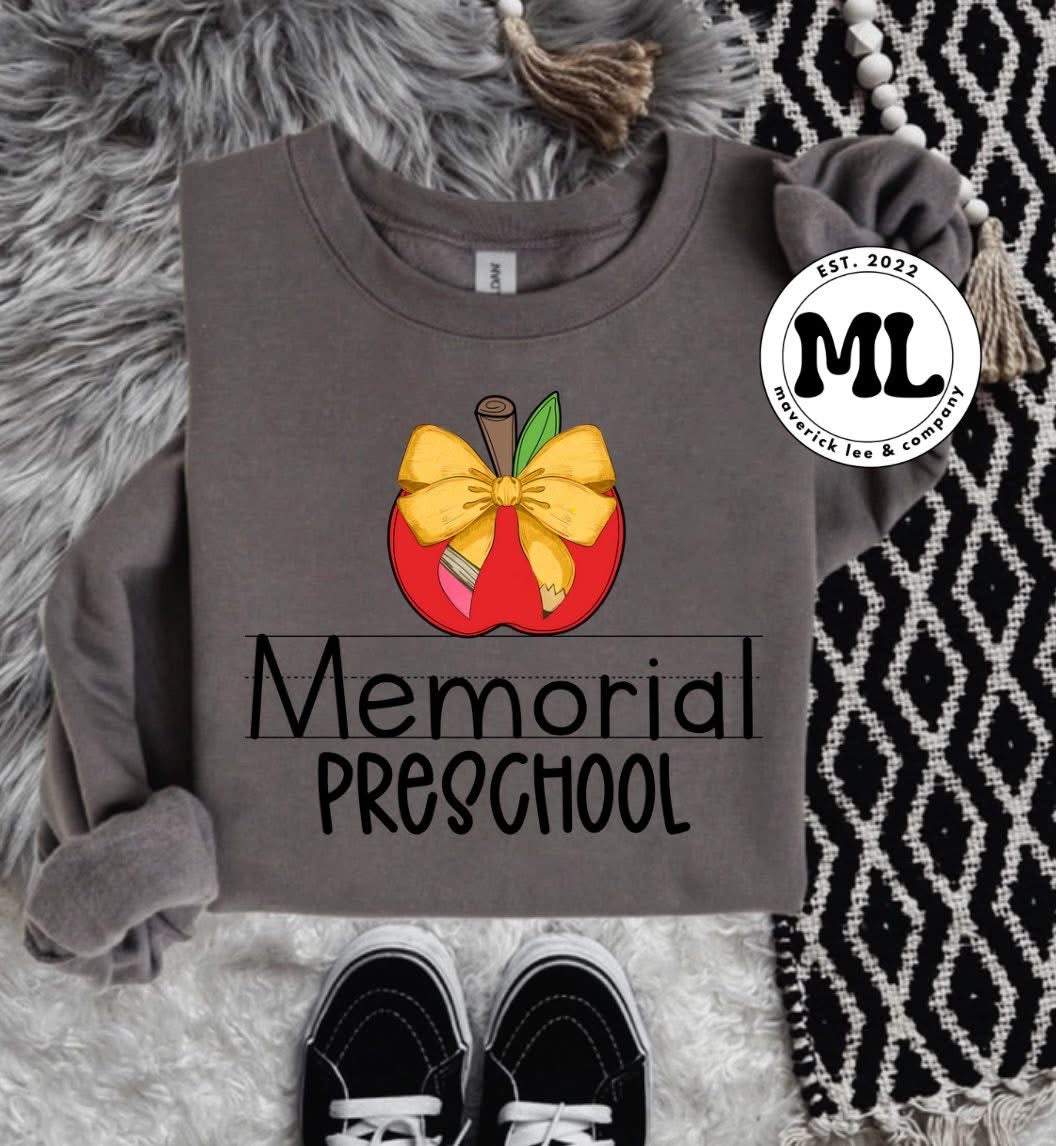 Memorial preschool Apple + lined paper