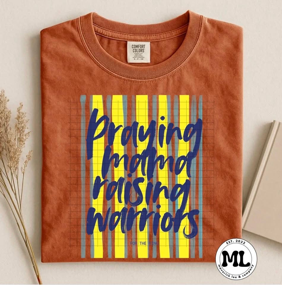 Praying mama raising warriors - yellow/blue