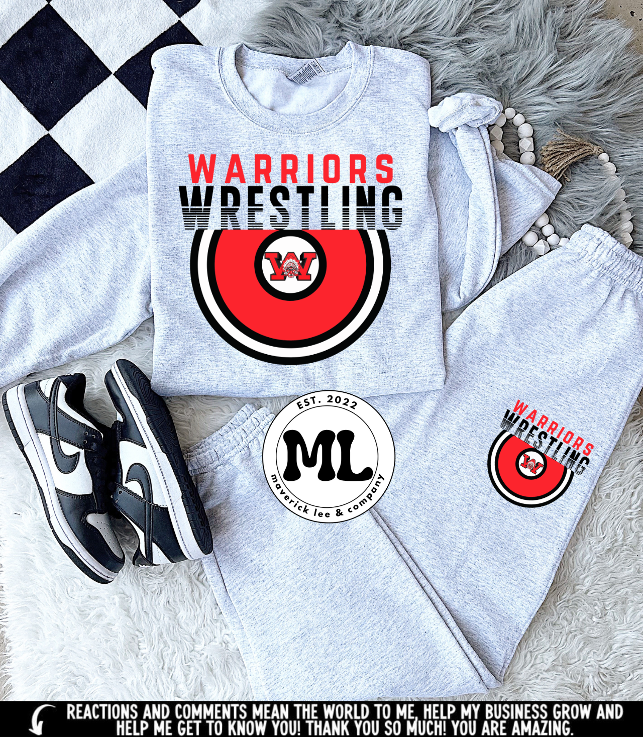 Warriors wrestling jogger set