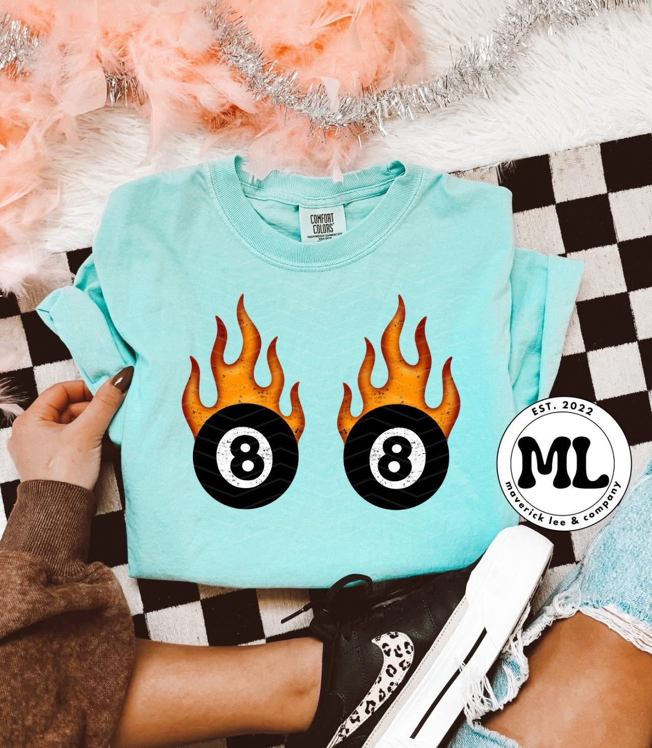 8 ball pastie flames