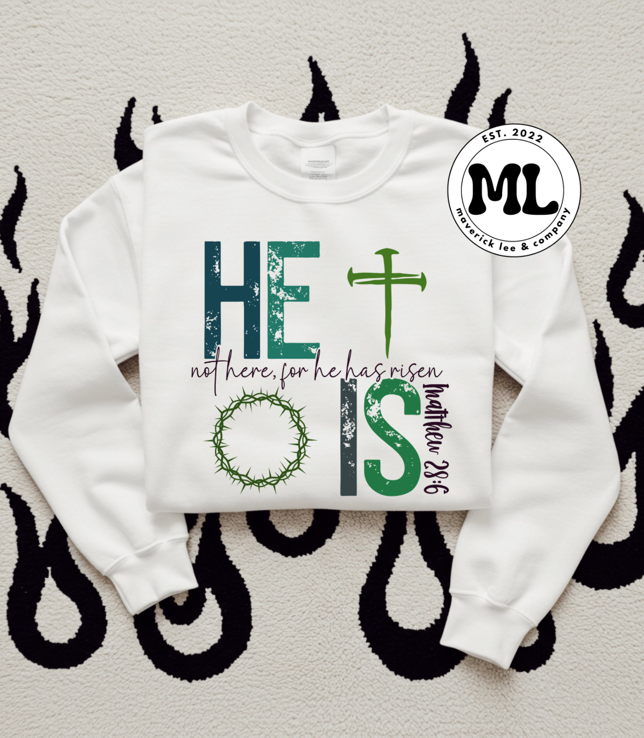 He is risen – blue/green