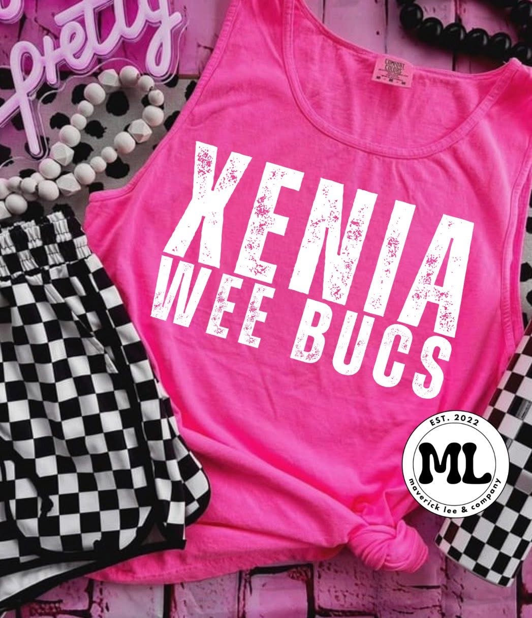 Xenia wee bucs white distressed