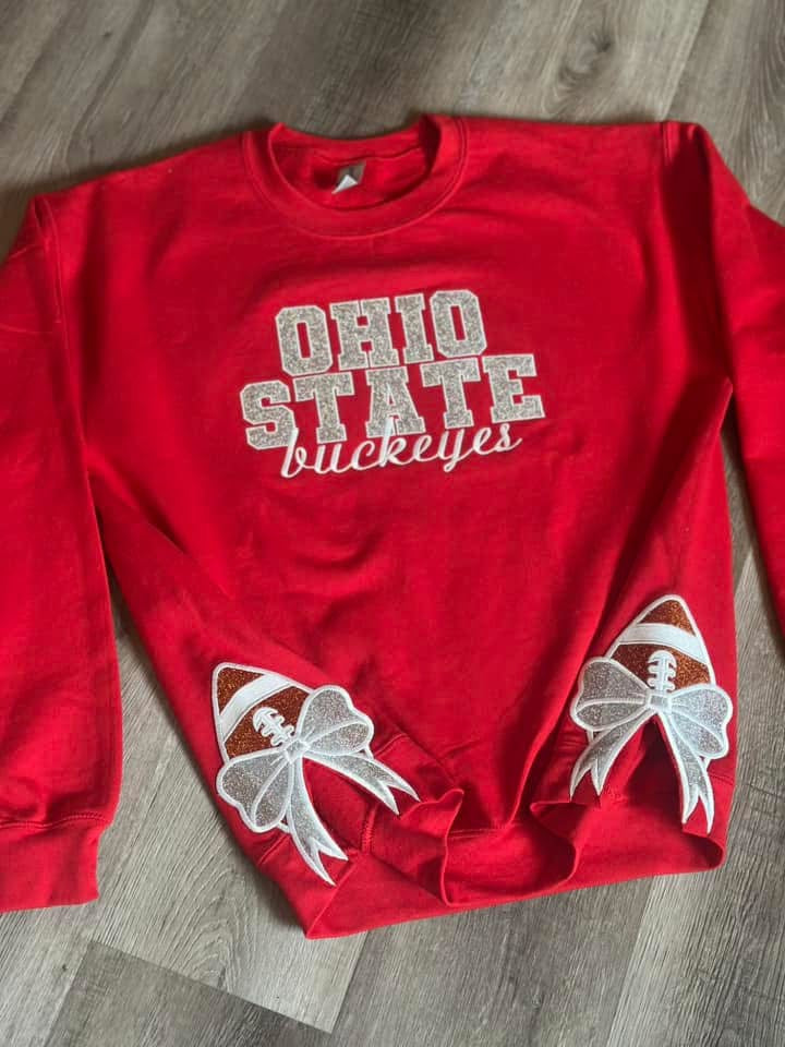 Embroidered sports glitter bows