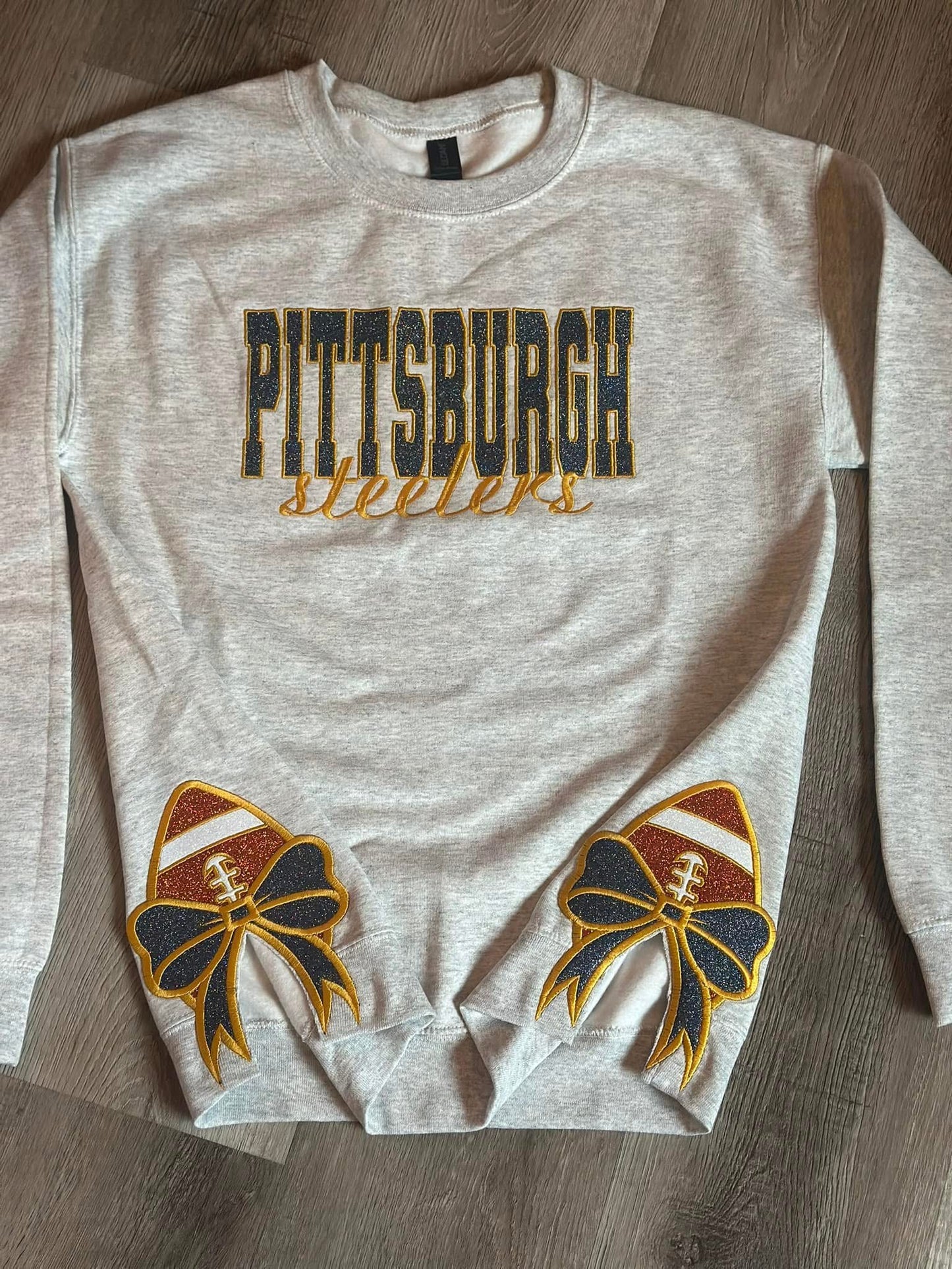 Embroidered sports glitter bows