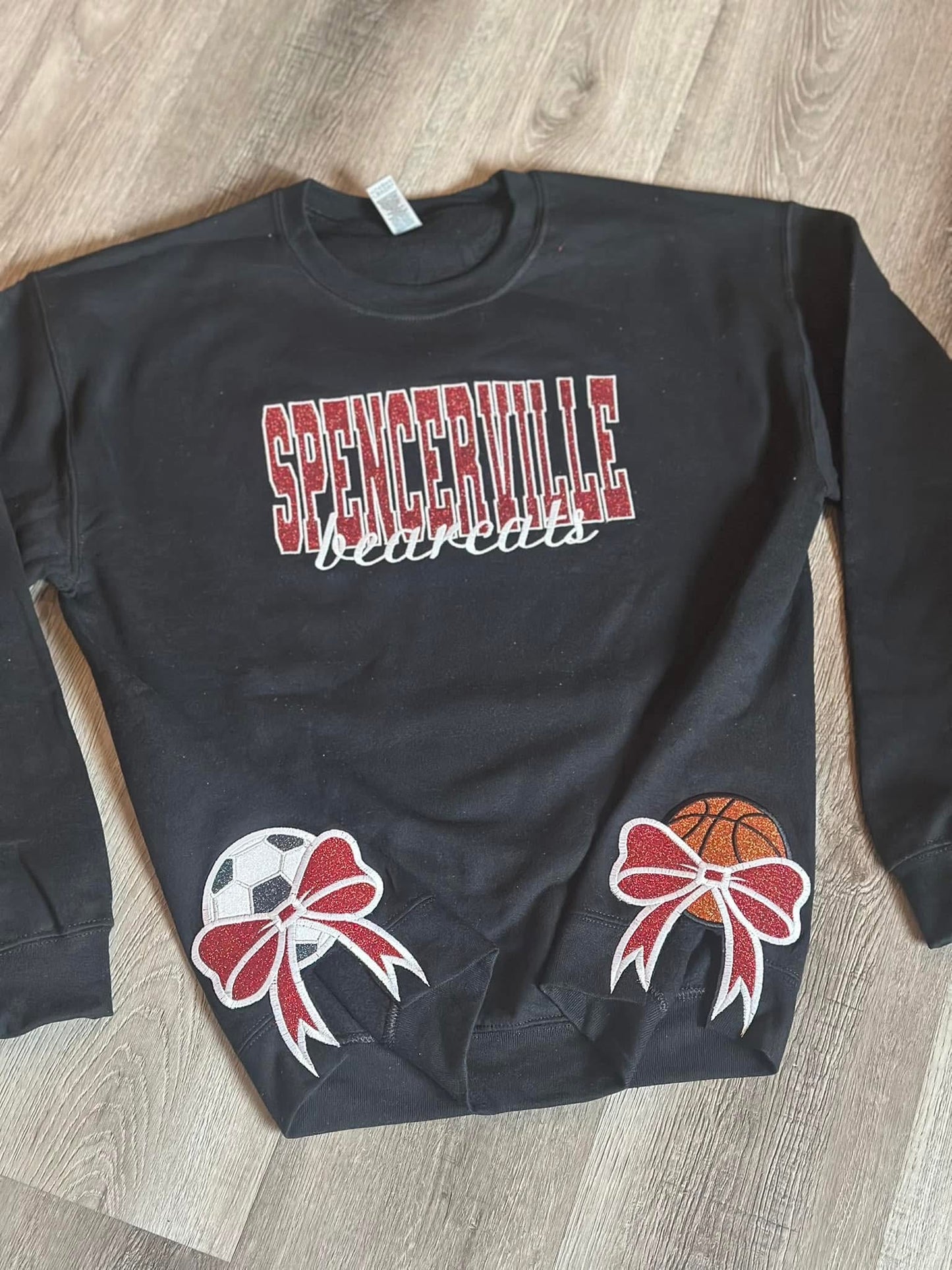 Embroidered sports glitter bows