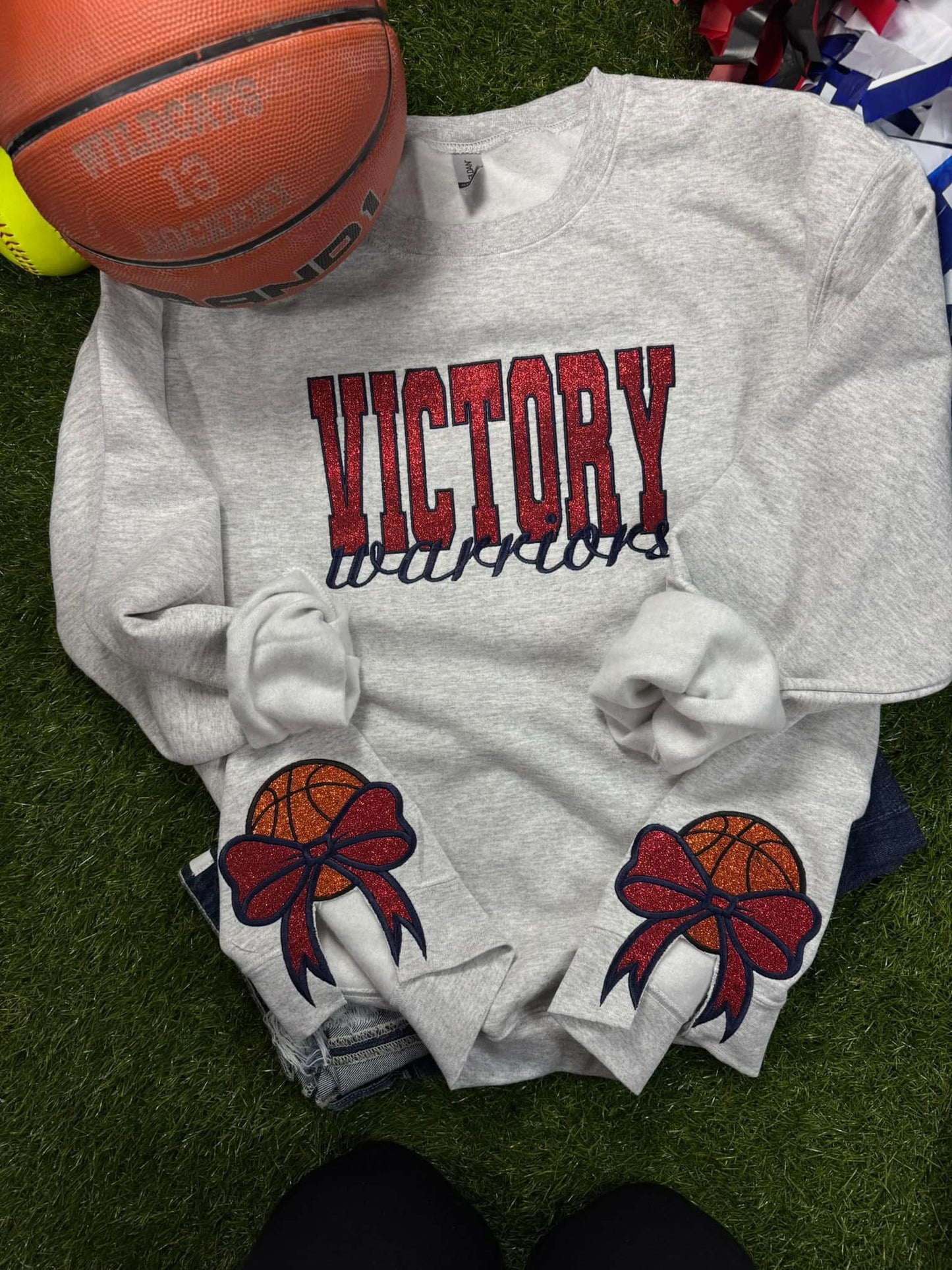 Embroidered sports glitter bows