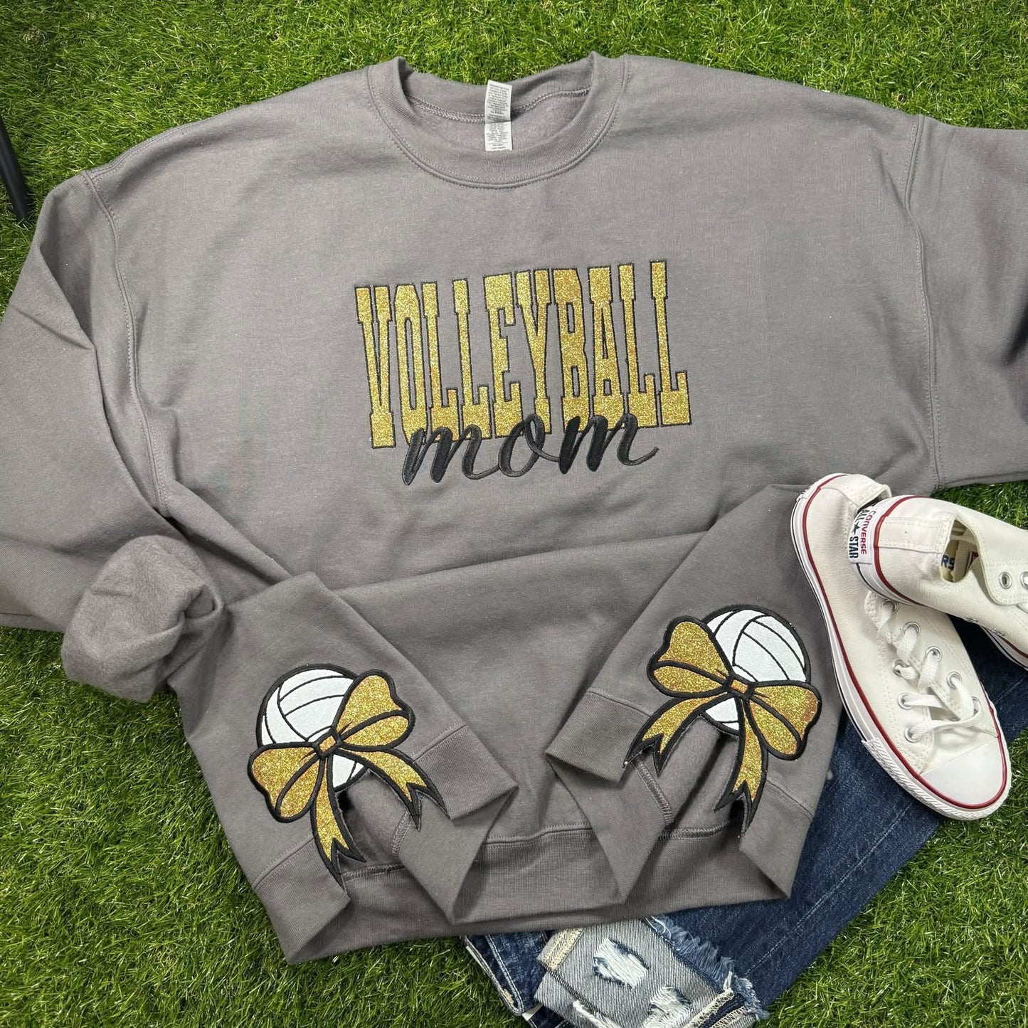 Embroidered sports glitter bows