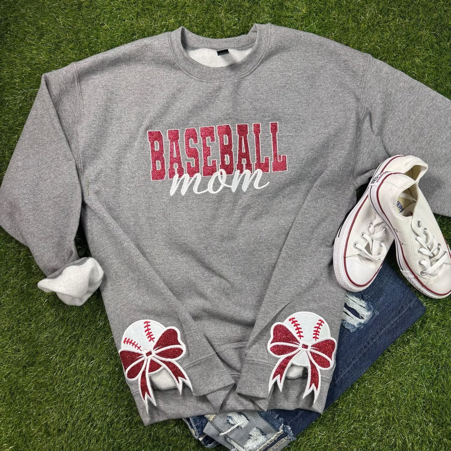 Embroidered sports glitter bows