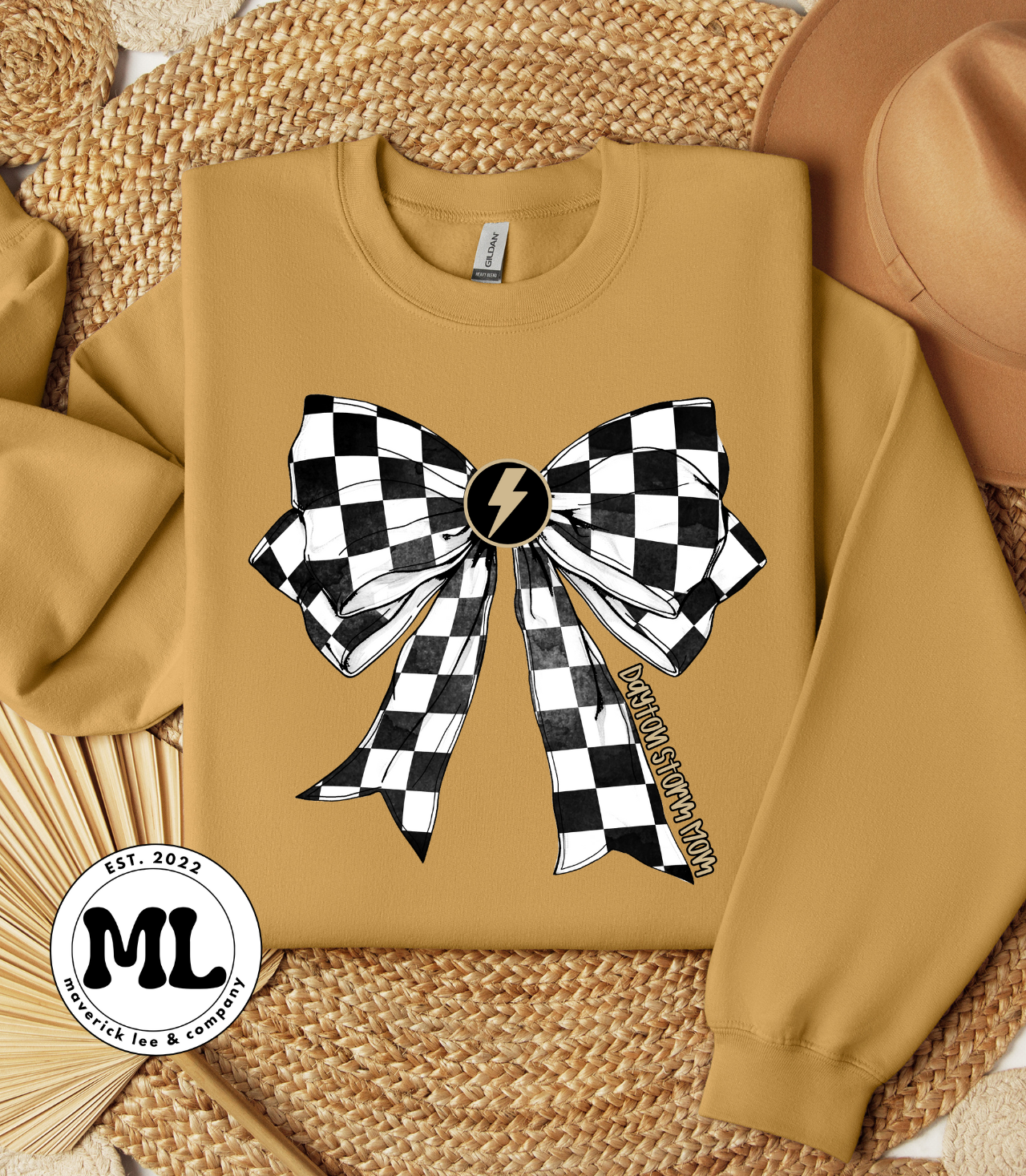 Dayton storm baseball checkered bow