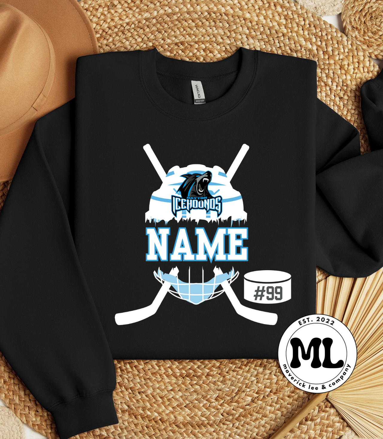 Ice hounds custom helmet – name + number