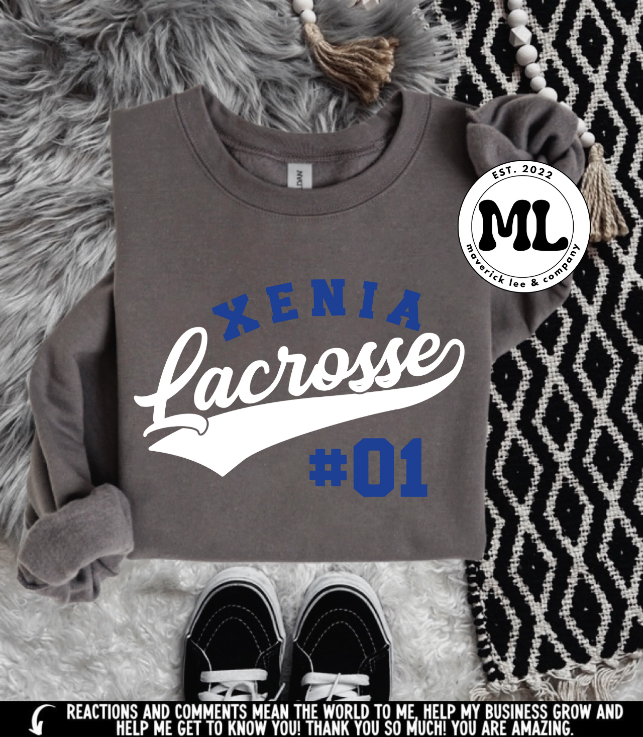 Xenia lacrosse retro + number