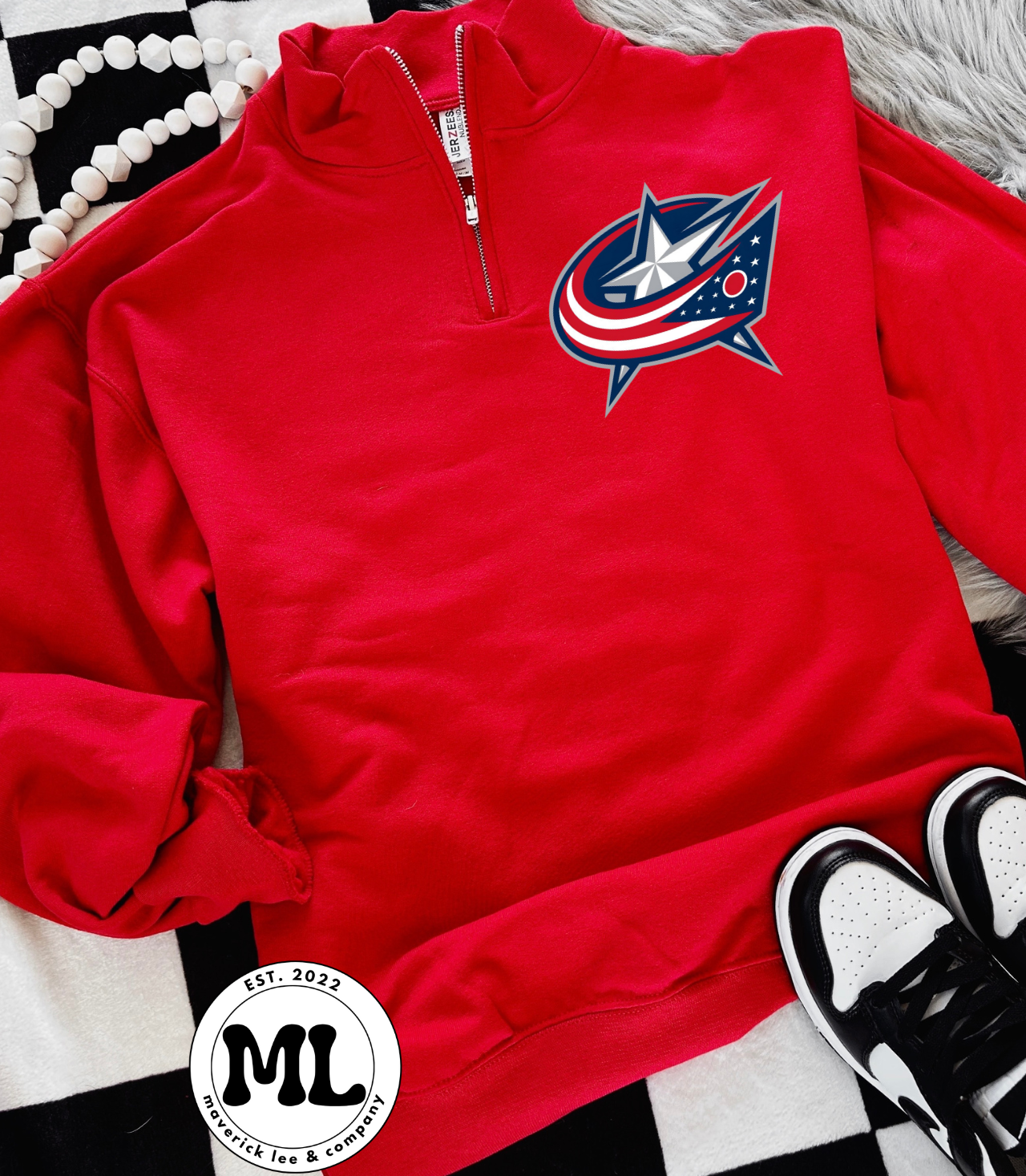 Blue jackets pocket logo