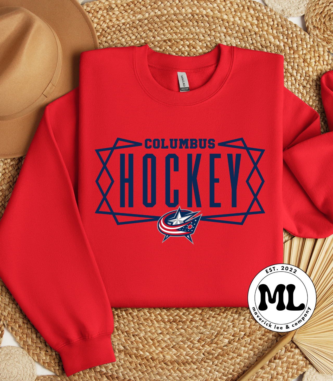 Geometric blue jackets hockey