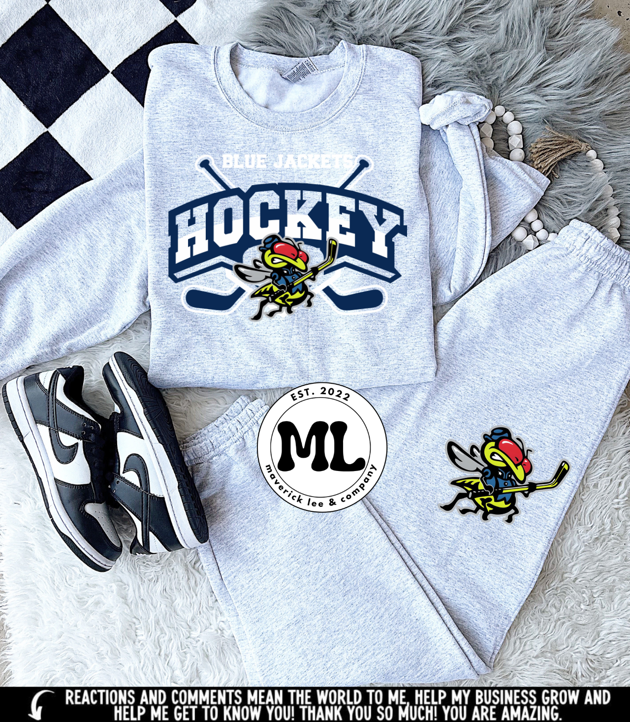 Blue jackets ash jogger set