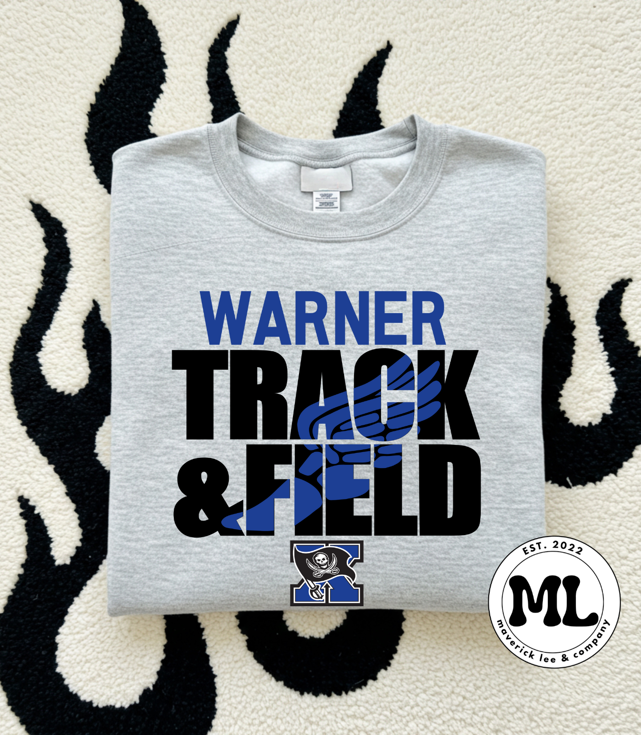 Warner track and field – shoe outline in words