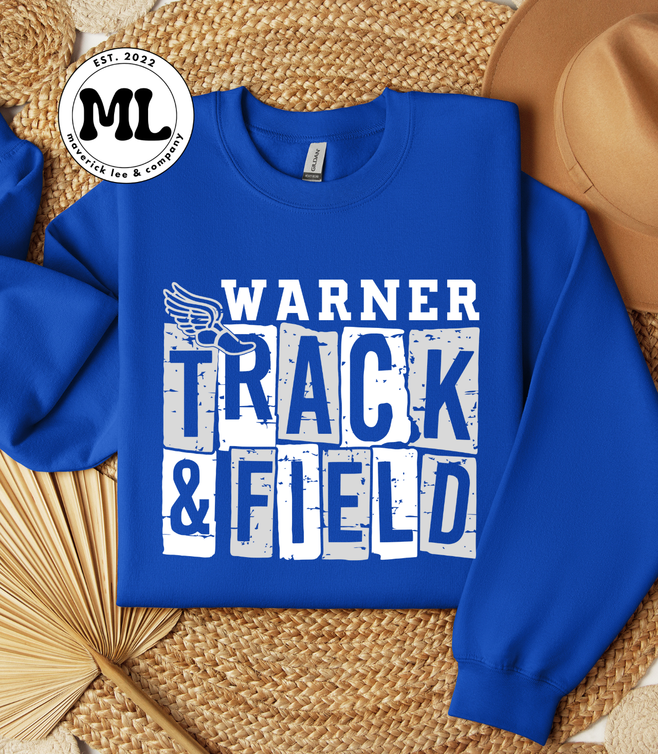Warner track and field – distressed boxes 