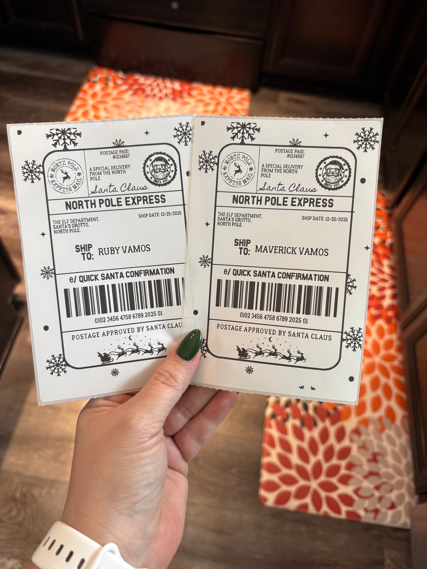 Santa Postage sticker tags