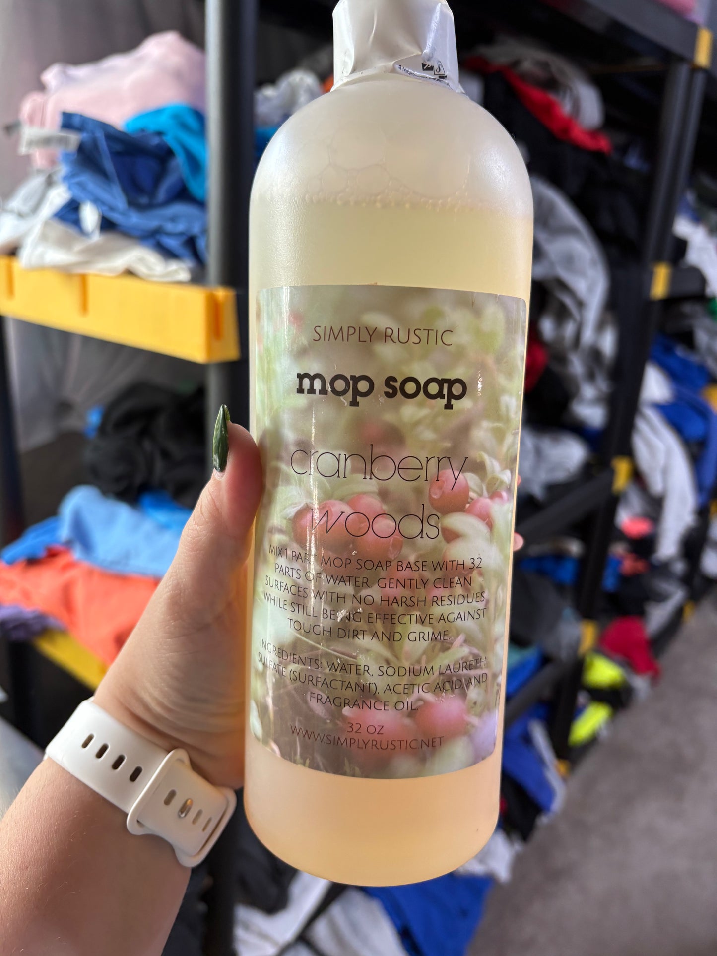 Cranberry woods, mop soap in stock 