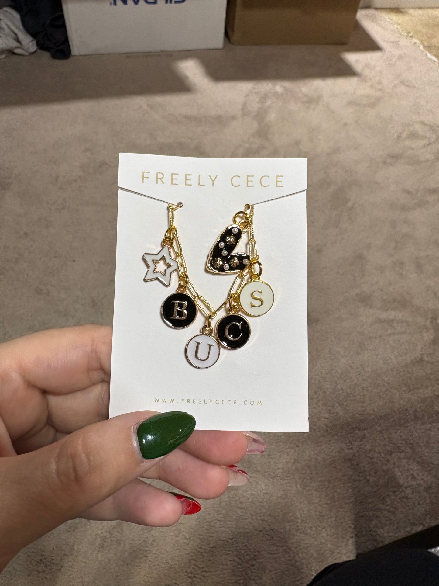 Bucs charm necklace in stock 