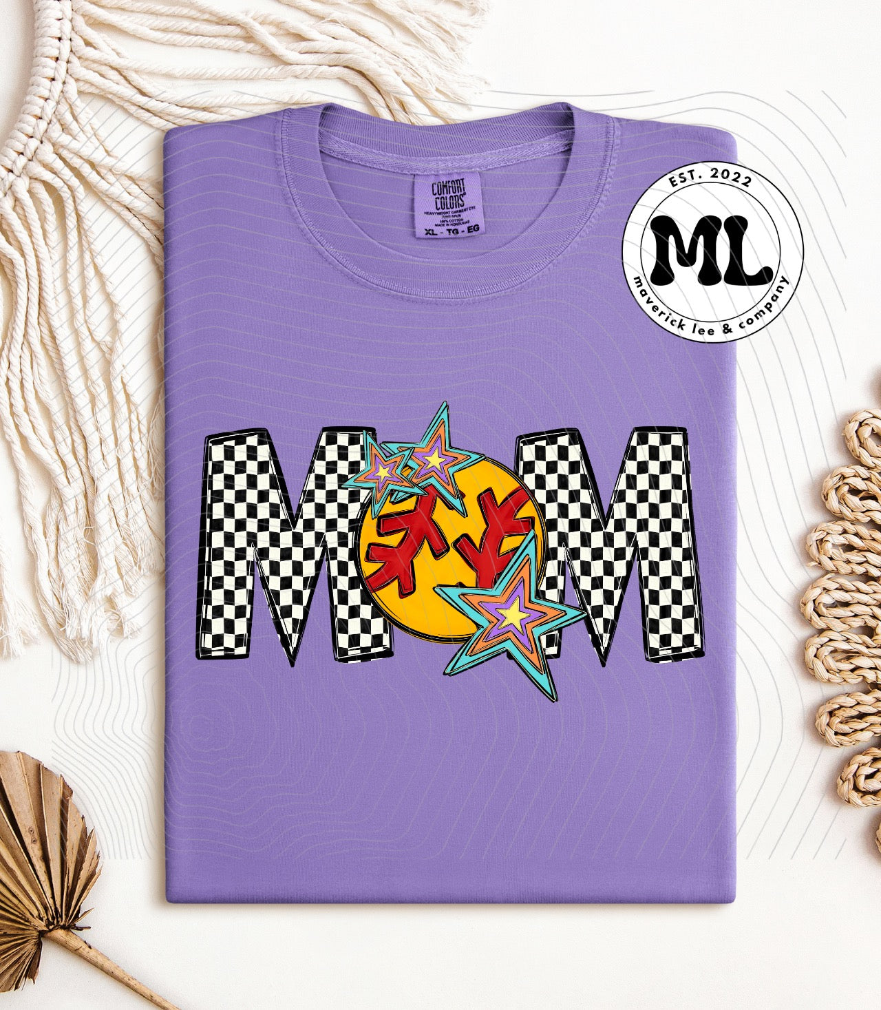 Checkered softball mom