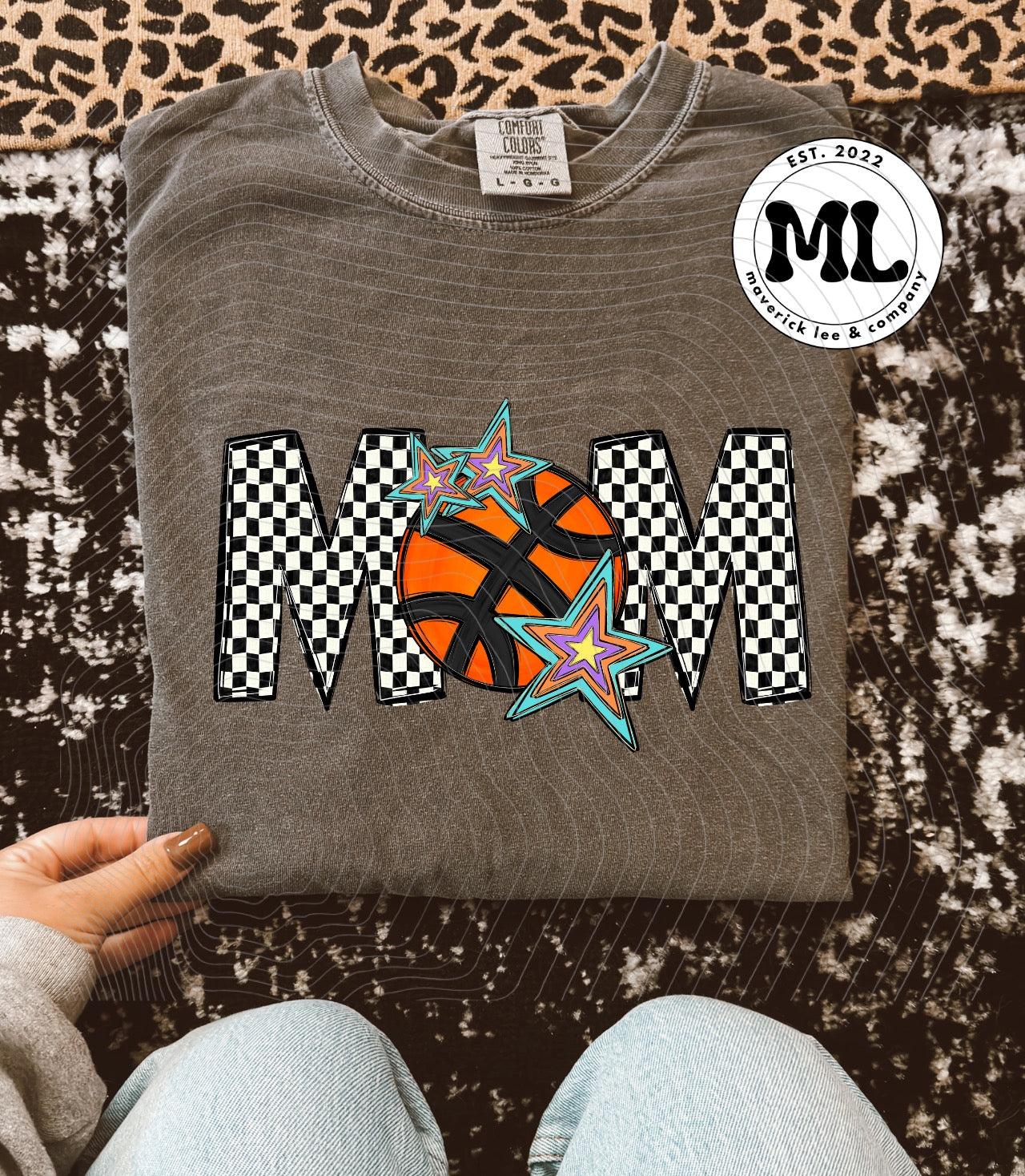 Checkered basketball mom