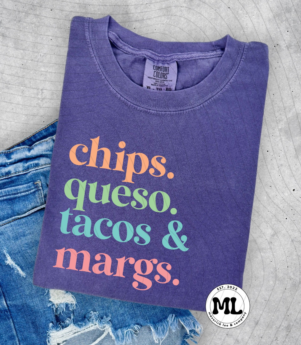 Chips queso.tacos and Margs.