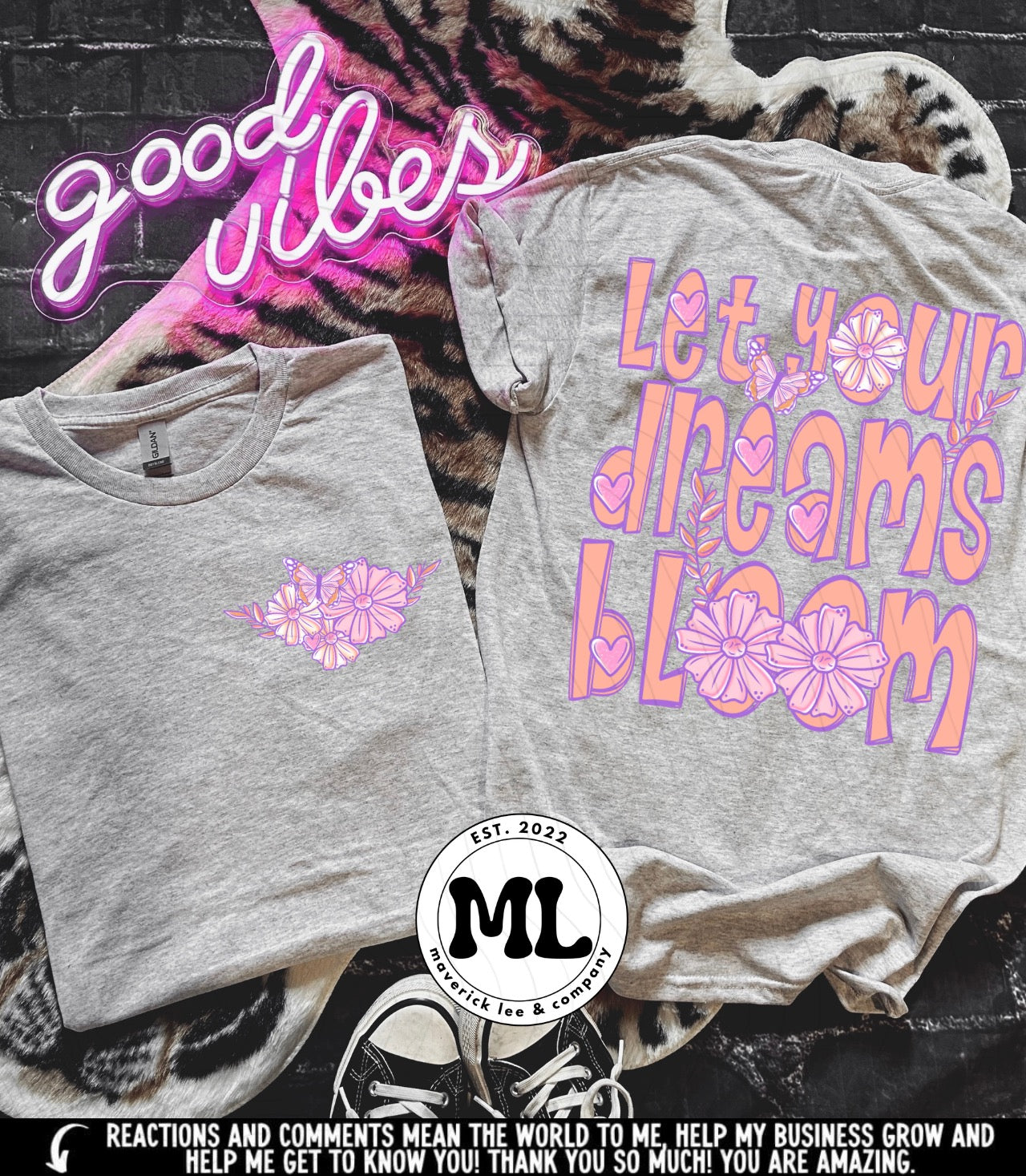 Let your dreams bloom front + back