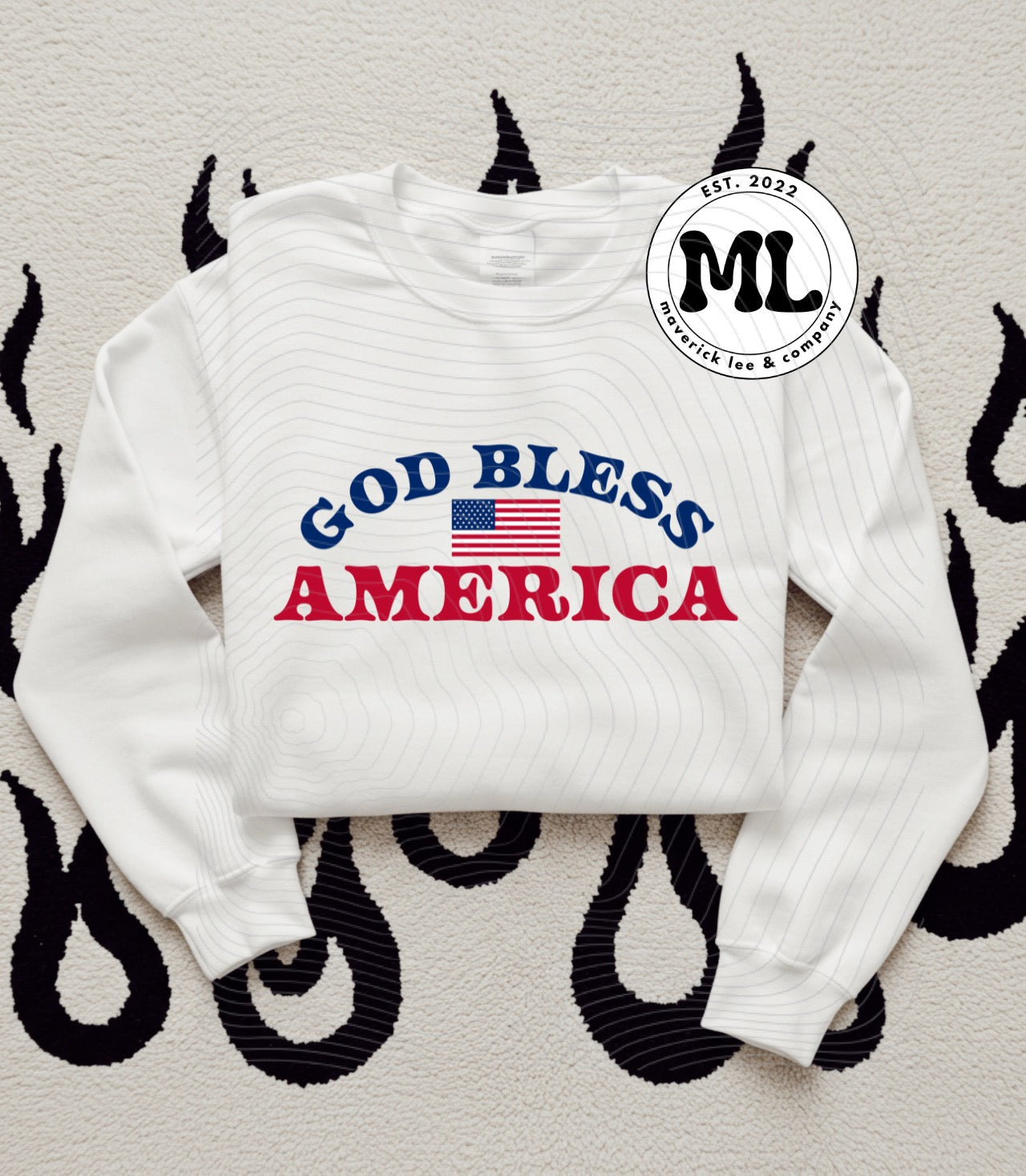 God bless American with flag