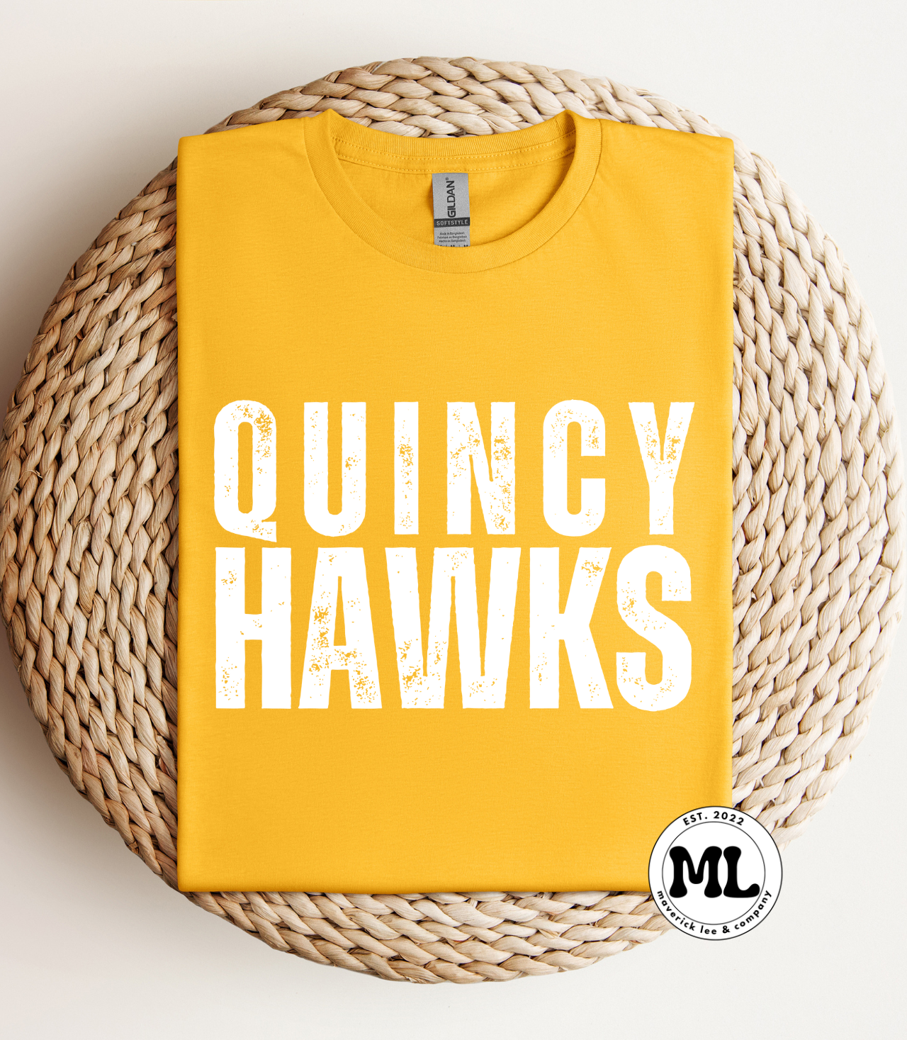 Quincy Hawks white distressed