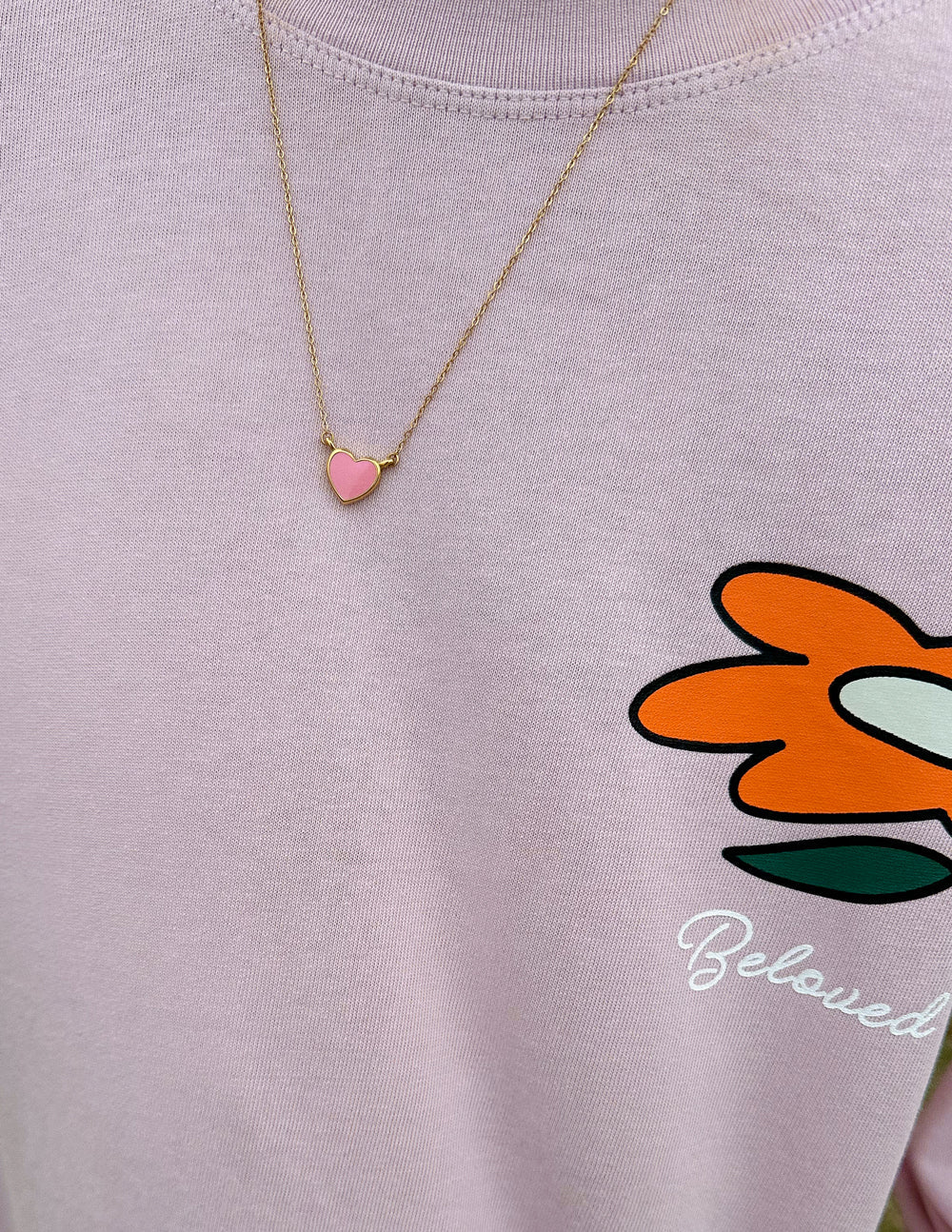 Pink Enamel Heart Necklace