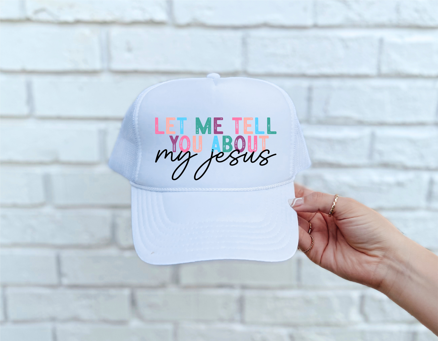 My Jesus DTF Printed White Trucker Hat