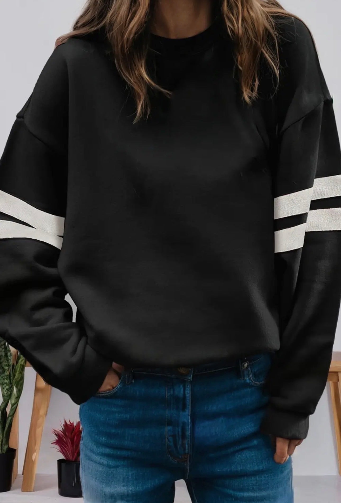 Varsity Striped Drop Shoulder Oversized Sweatshirt