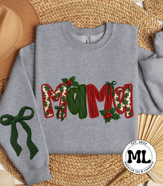 Mama faux crochet with bow sleeve