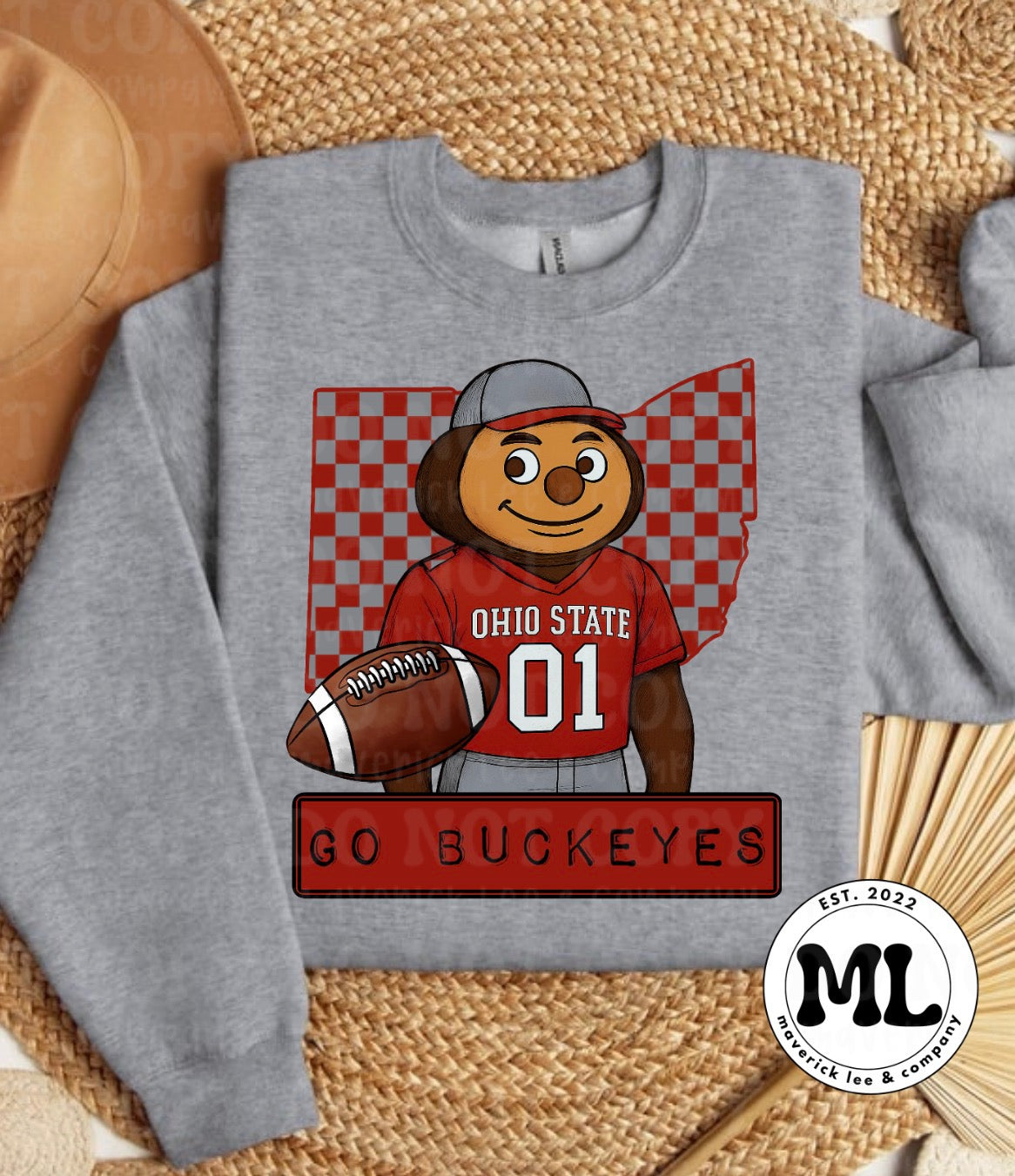 Checkered distressed ohio football