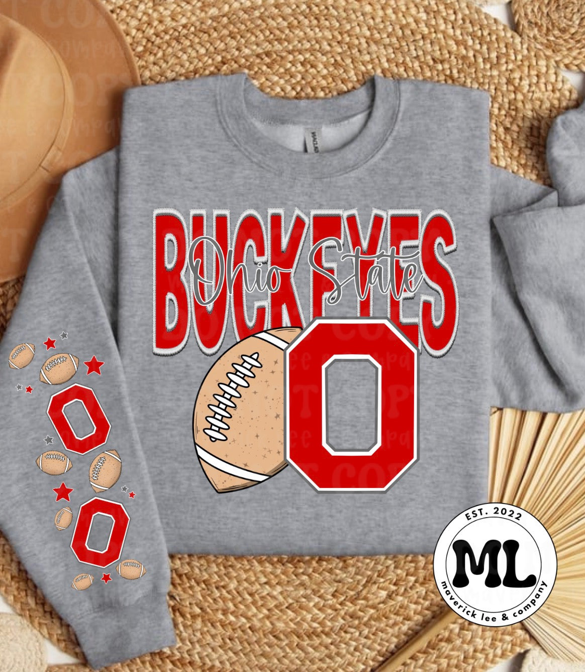 Ohio faux embroidery