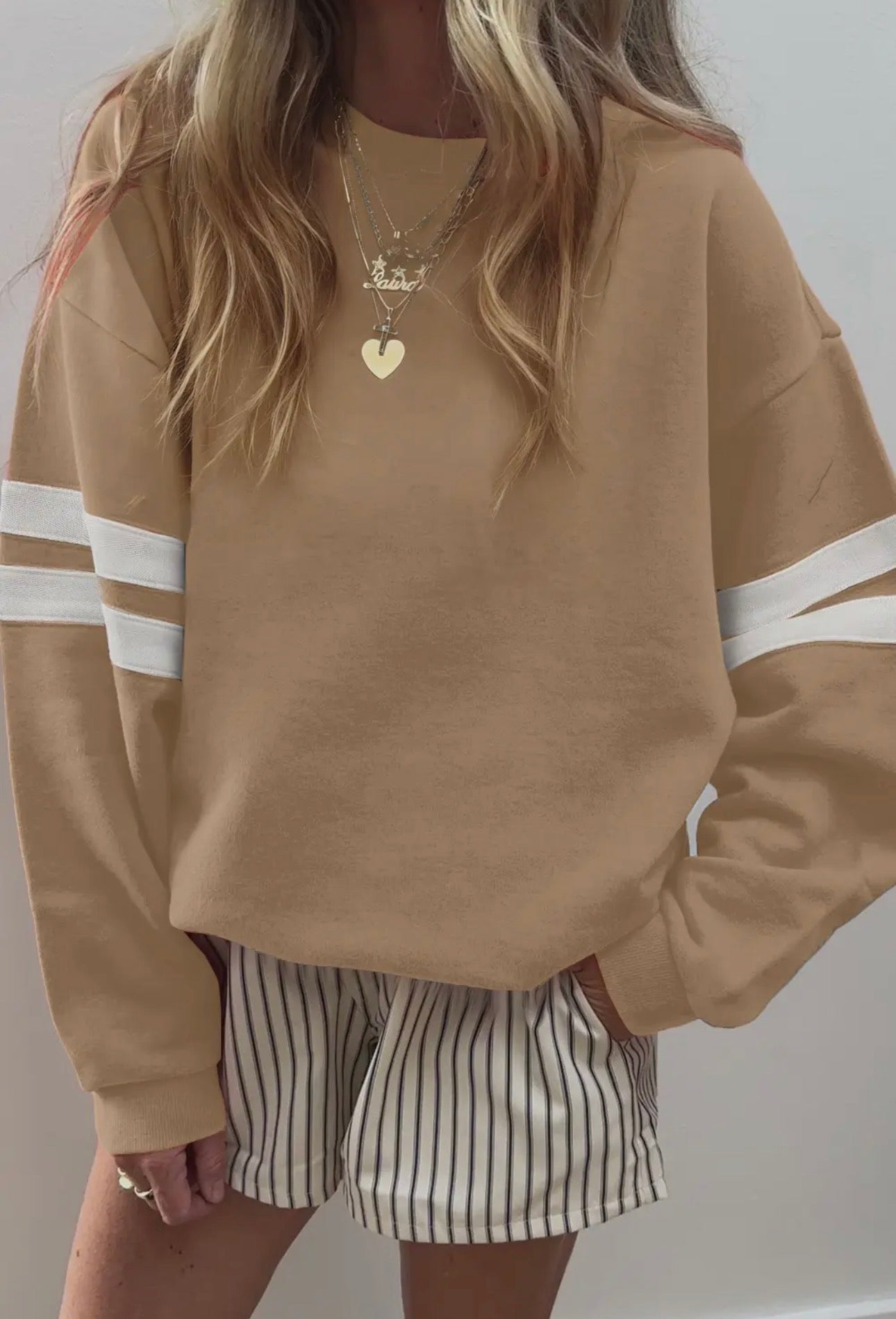 Varsity Striped Drop Shoulder Oversized Sweatshirt