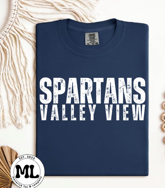 Valley View Spartans - white distressed