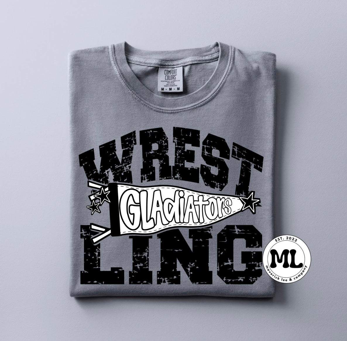 Gladiator wrestling distressed pennant