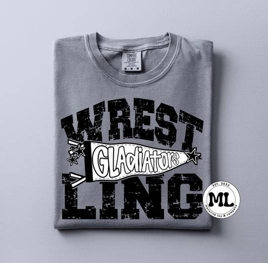 Gladiator wrestling distressed pennant
